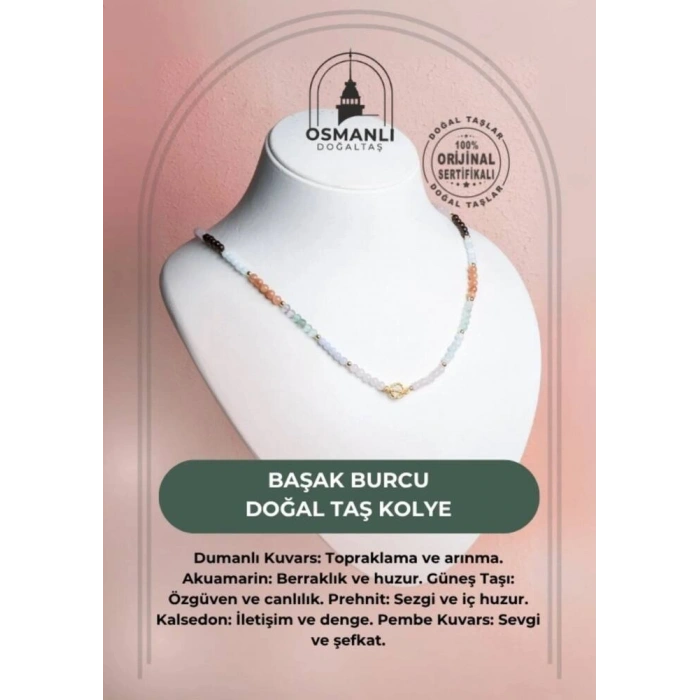 Sertifikalı Başak Burcu Doğal Taş Kolye
