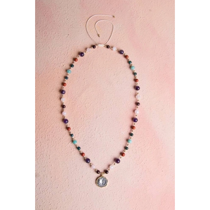 Sertifikalı Başak Burcu Doğal Taş Makrome Kolye