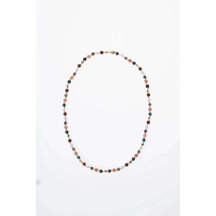 Sertifikalı Başak Burcu Gümüş Yıldızlı Doğal Taş Kolye