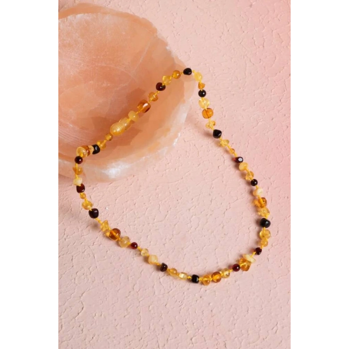 Sertifikalı Bebek Kehribar Doğal Taş Kolye