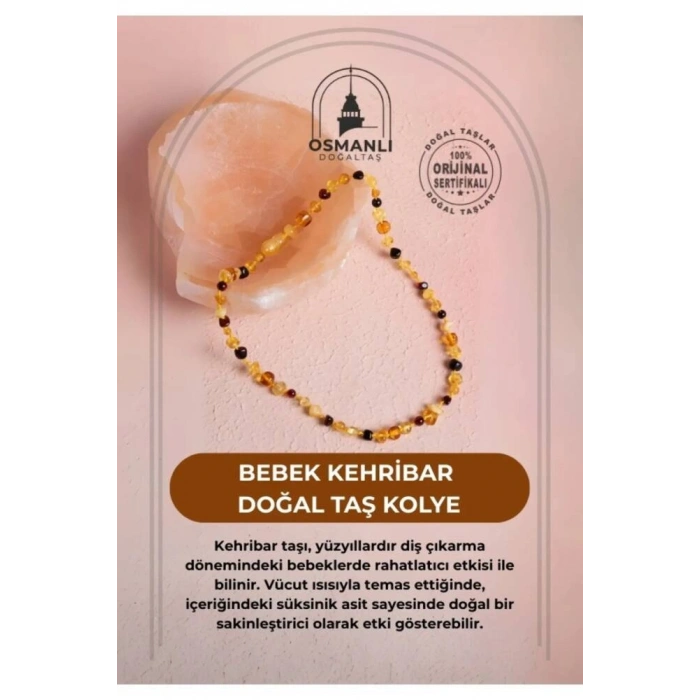 Sertifikalı Bebek Kehribar Doğal Taş Kolye