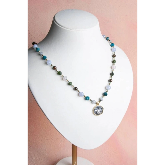 Sertifikalı Boğa Burcu Doğal Taş Makrome Kolye