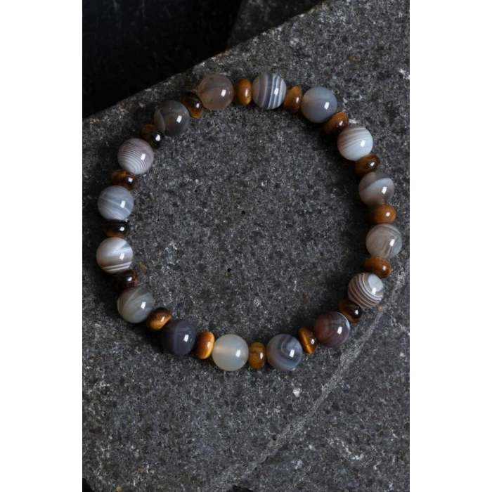 Sertifikalı Bostwana Akik, Kaplan Gözü Doğal Taş Bileklik