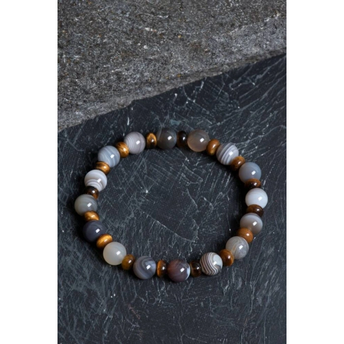 Sertifikalı Bostwana Akik, Kaplan Gözü Doğal Taş Bileklik