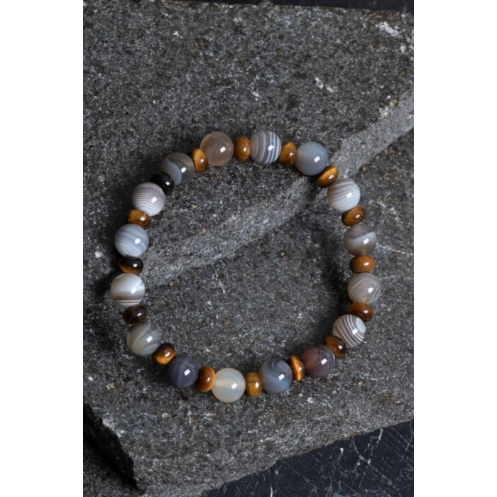 Sertifikalı Bostwana Akik, Kaplan Gözü Doğal Taş Bileklik