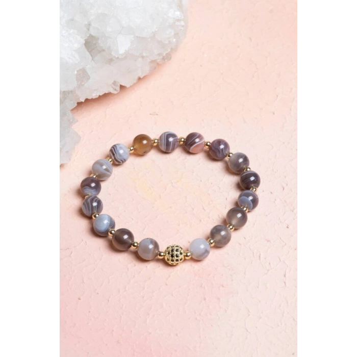 Sertifikalı Bostwana, Akik Zirkon Aparat Doğal Taş Bilelik