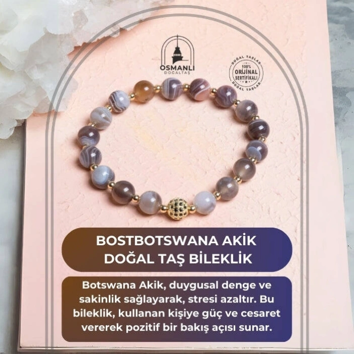 Sertifikalı Bostwana, Akik Zirkon Aparat Doğal Taş Bilelik