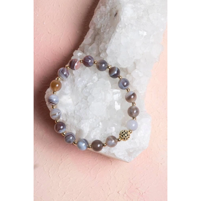 Sertifikalı Bostwana, Akik Zirkon Aparat Doğal Taş Bilelik