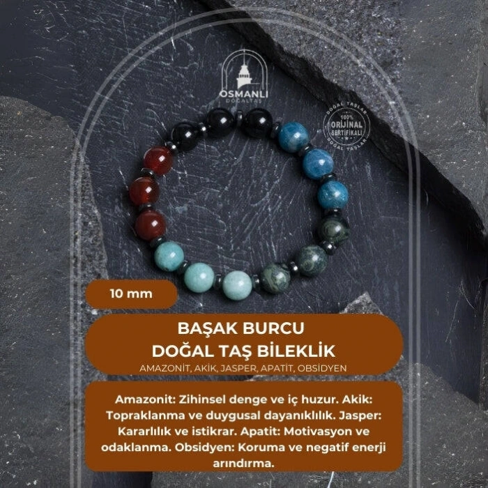 Sertifikalı Burç Doğal Taş Bileklik-Başak Burcu