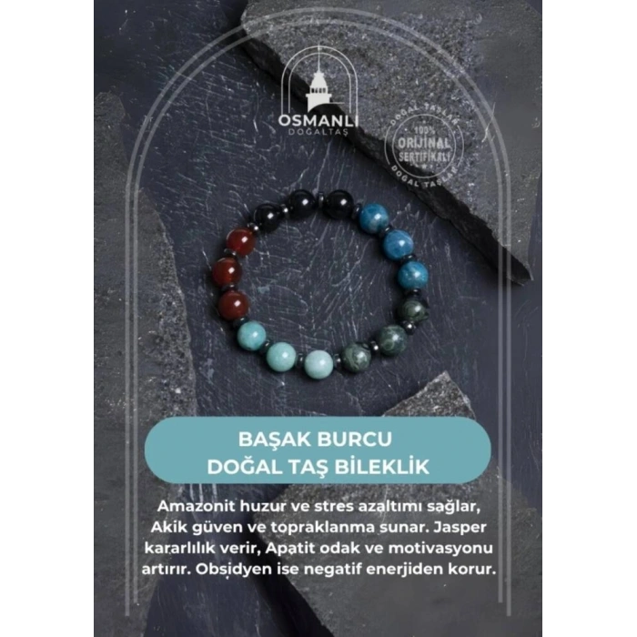Sertifikalı Burç Doğal Taş Bileklik-Başak Burcu