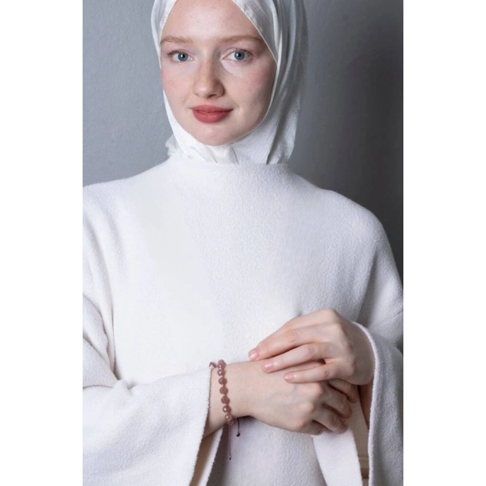 Sertifikalı Çilek Kuvars Elmas Kesim Fasetli  Gümüş Kapama Doğal Taş Bileklik-8mm (SK:409)