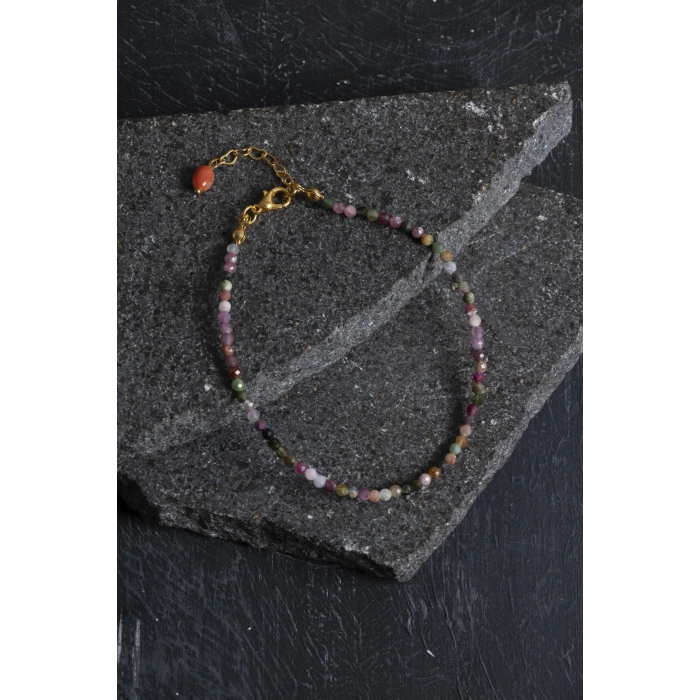 Sertifikalı Doğal Turmalin Taşlı Zarif Halhal