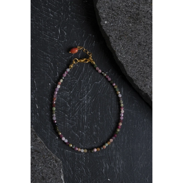 Sertifikalı Doğal Turmalin Taşlı Zarif Halhal