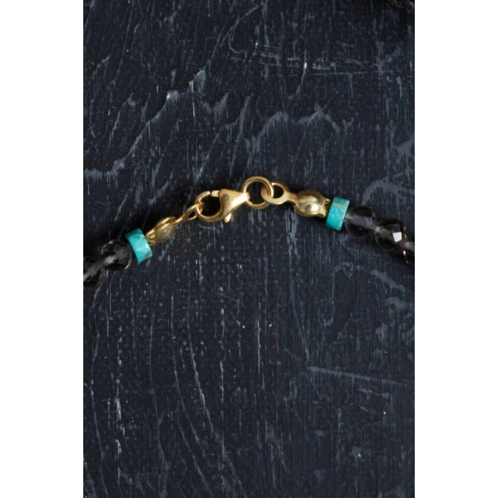 Sertifikalı Dumanlı Kuvars, Turkuaz Doğal Taş Bileklik