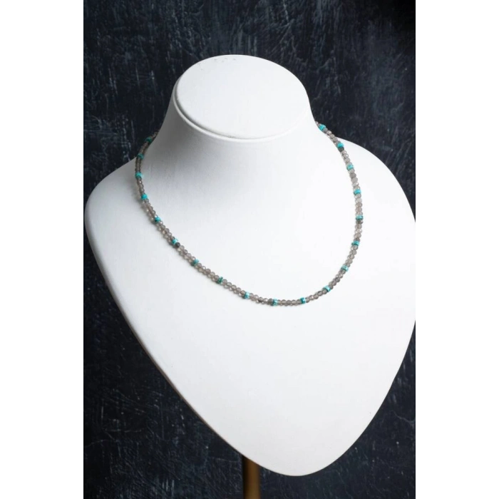 Sertifikalı Dumanlı Kuvars, Turkuaz Doğal Taş Kolye