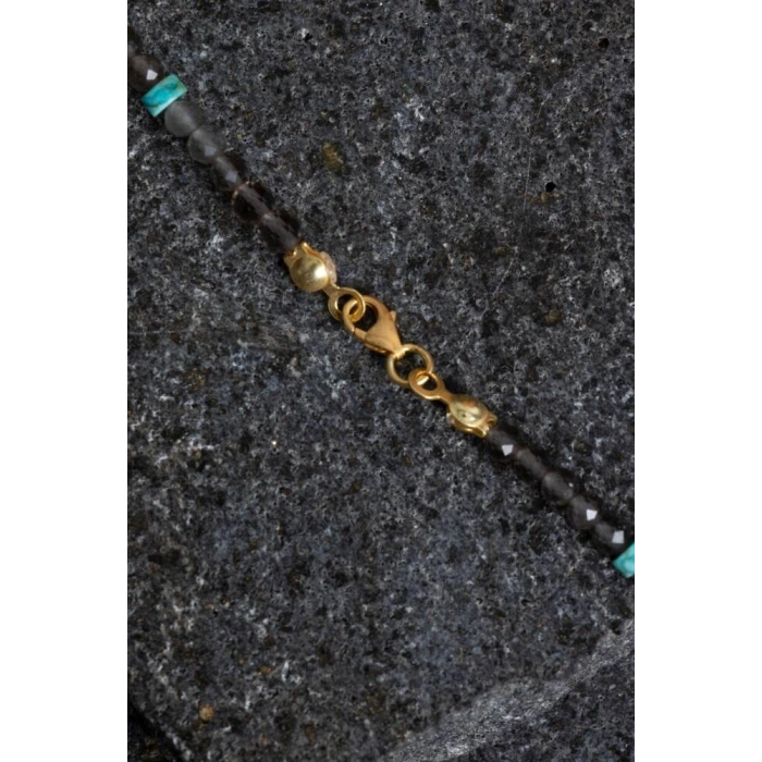 Sertifikalı Dumanlı Kuvars, Turkuaz Doğal Taş Kolye