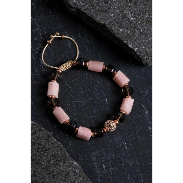 Sertifikalı Dumanlı Kuvars ve Opal Doğal Taş Bileklik