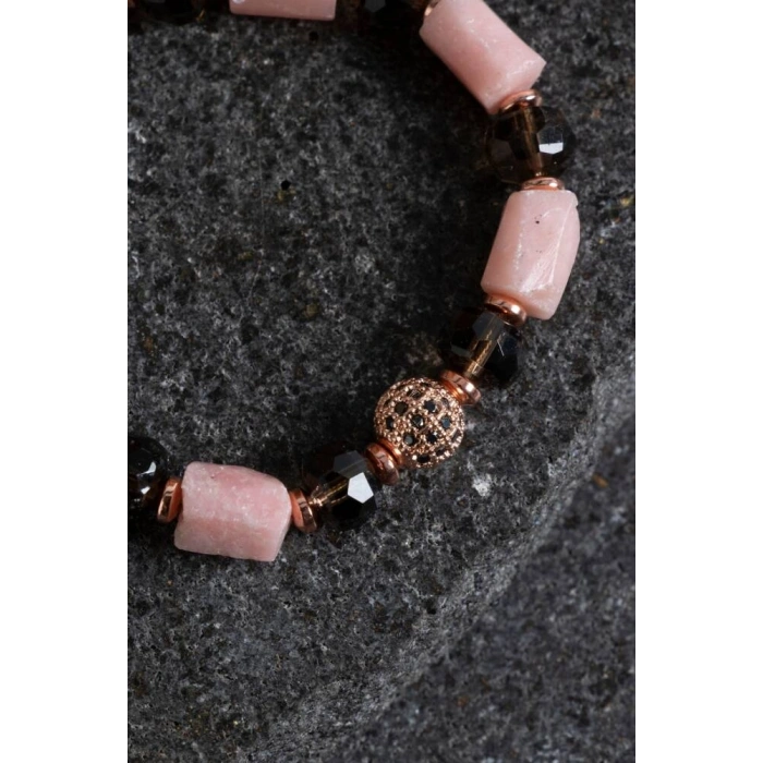 Sertifikalı Dumanlı Kuvars ve Opal Doğal Taş Bileklik