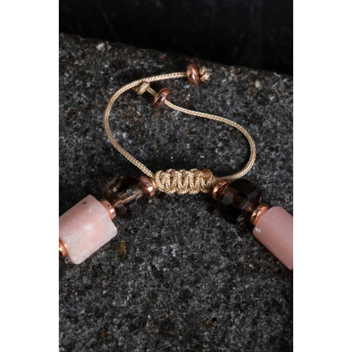 Sertifikalı Dumanlı Kuvars ve Opal Doğal Taş Bileklik