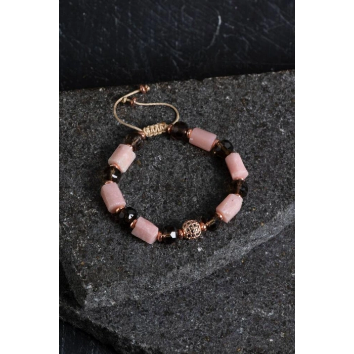 Sertifikalı Dumanlı Kuvars ve Opal Doğal Taş Bileklik