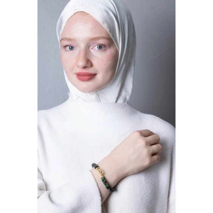 Sertifikalı El İşçiliği Örme Anyolit Gümüş Kapama Bileklik (SK:416)