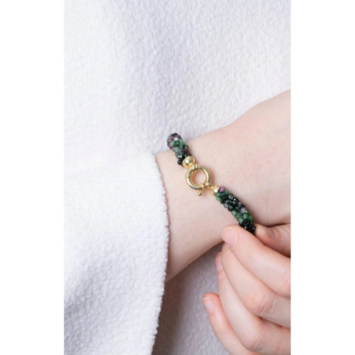 Sertifikalı El İşçiliği Örme Anyolit Gümüş Kapama Bileklik (SK:416)