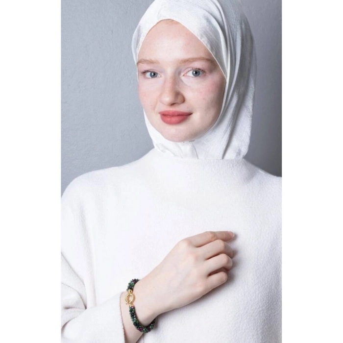 Sertifikalı El İşçiliği Örme Anyolit Gümüş Kapama Bileklik (SK:416)