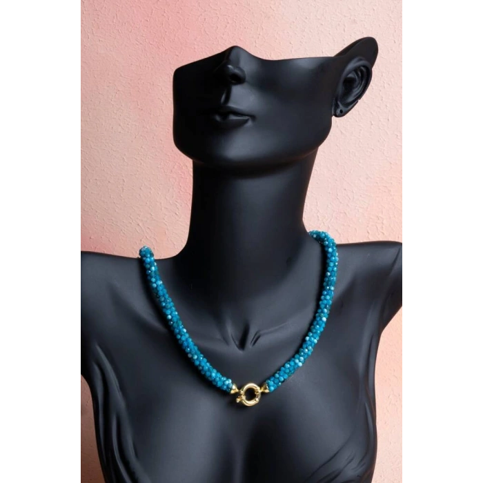 Sertifikalı El İşçiliği Örme Apatit Gümüş Kapama Kolye (SK:125)