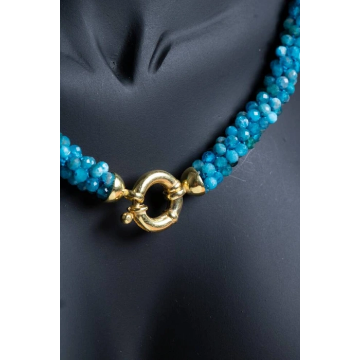 Sertifikalı El İşçiliği Örme Apatit Gümüş Kapama Kolye (SK:125)