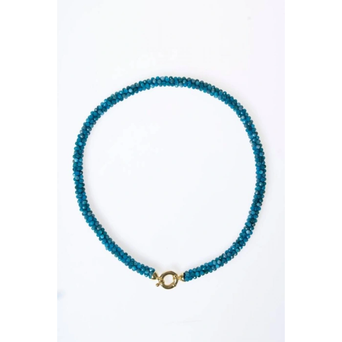 Sertifikalı El İşçiliği Örme Apatit Gümüş Kapama Kolye (SK:125)