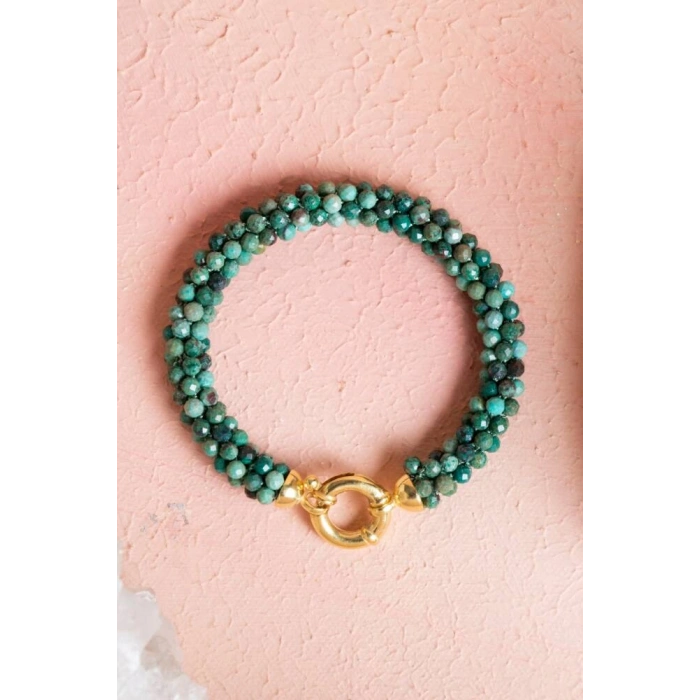 Sertifikalı El İşçiliği Örme Krizokol Gümüş Kapama Bileklik (SK:105)