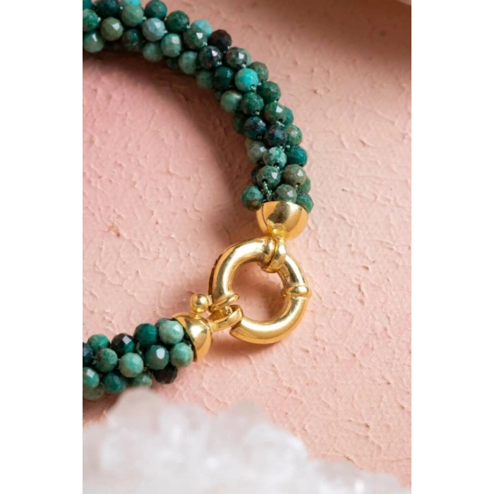 Sertifikalı El İşçiliği Örme Krizokol Gümüş Kapama Bileklik (SK:105)