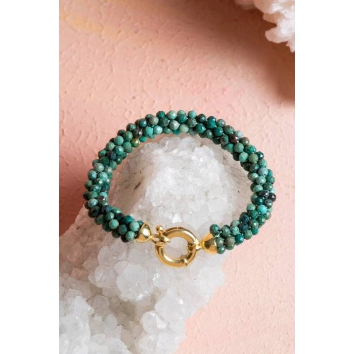 Sertifikalı El İşçiliği Örme Krizokol Gümüş Kapama Bileklik (SK:105)