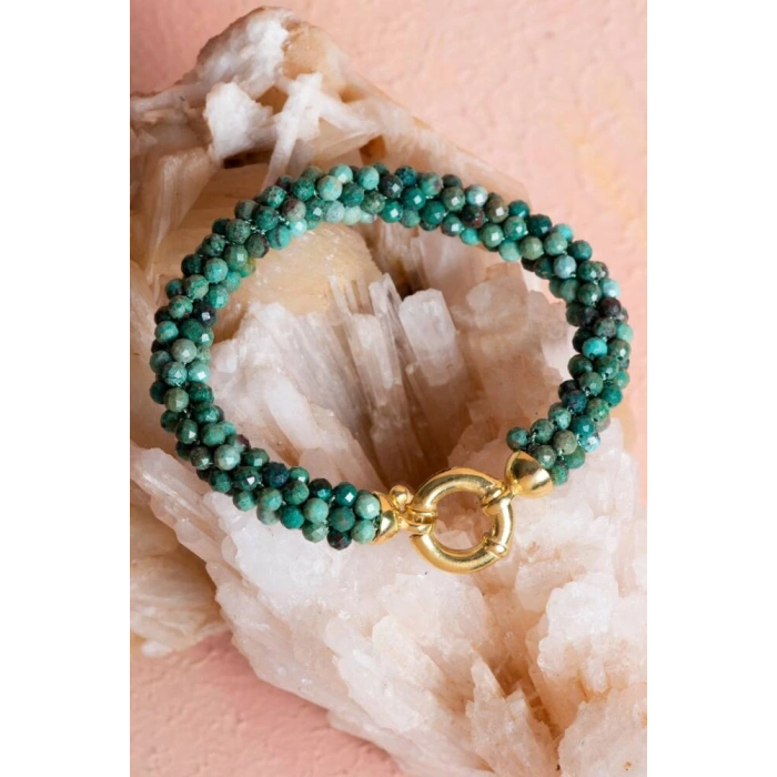 Sertifikalı El İşçiliği Örme Krizokol Gümüş Kapama Bileklik (SK:105)