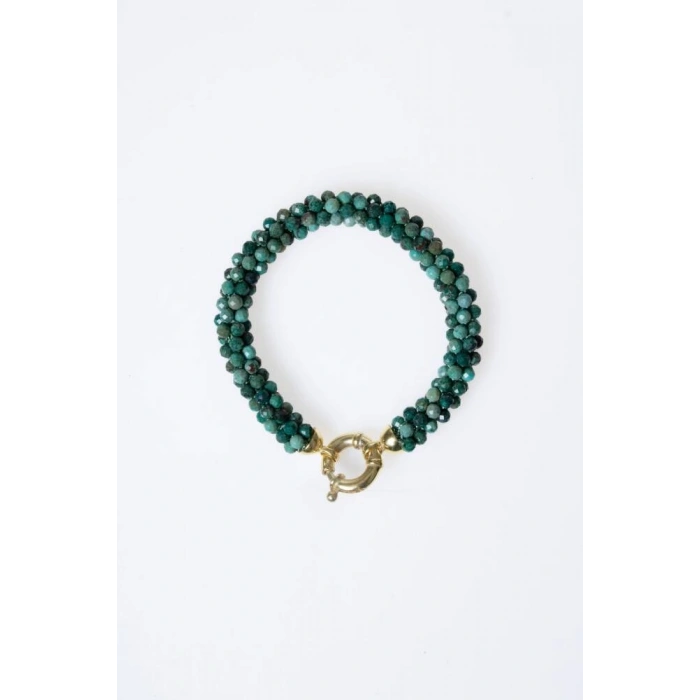 Sertifikalı El İşçiliği Örme Krizokol Gümüş Kapama Bileklik (SK:105)