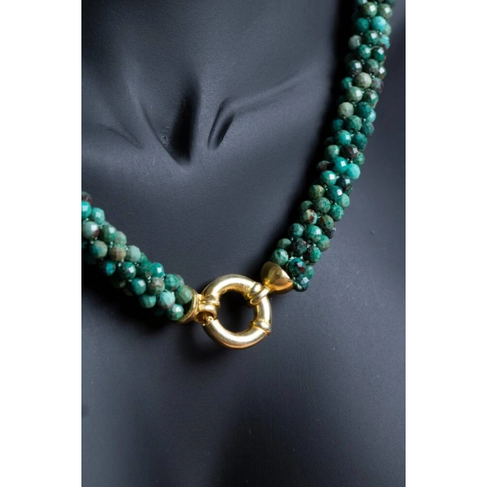 Sertifikalı El İşçiliği Örme Krizokol Gümüş Kapama Kolye (SK:104)