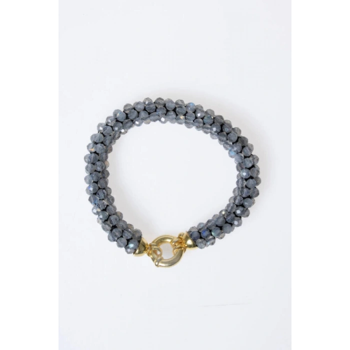 Sertifikalı El İşçiliği Örme Labradorit  Gümüş  Kapama Bileklik (SK:117)