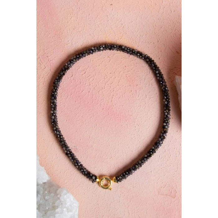 Sertifikalı El İşçiliği Örme Labradorit Gümüş Kapama Kolye (SK:134)