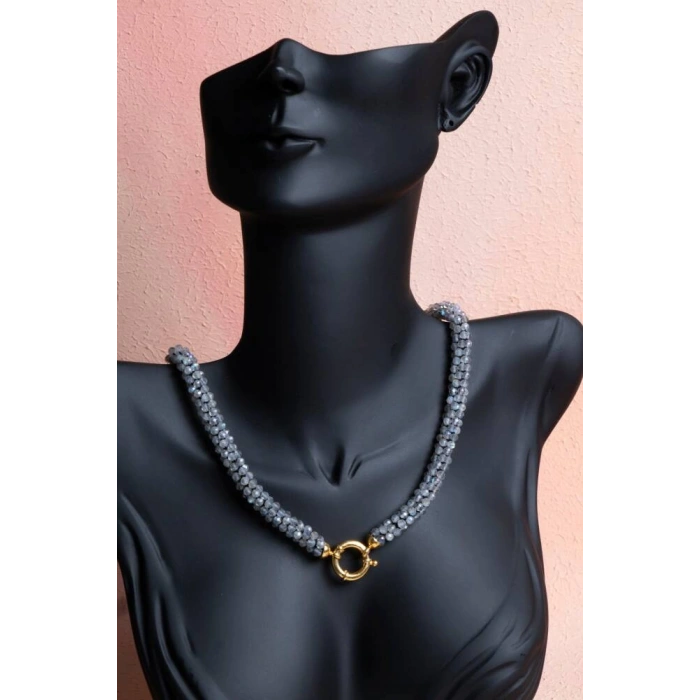 Sertifikalı El İşçiliği Örme Labradorit Kapama Kolye (SK:116)