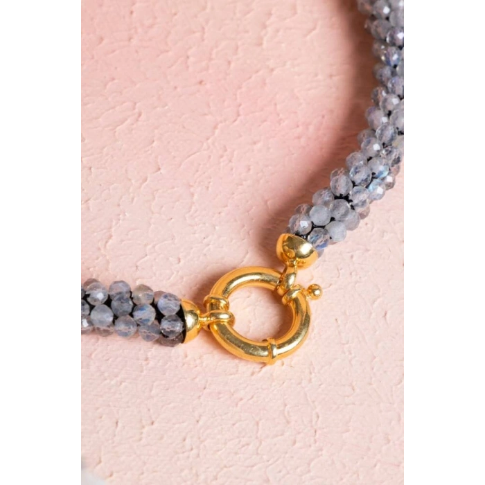 Sertifikalı El İşçiliği Örme Labradorit Kapama Kolye (SK:116)