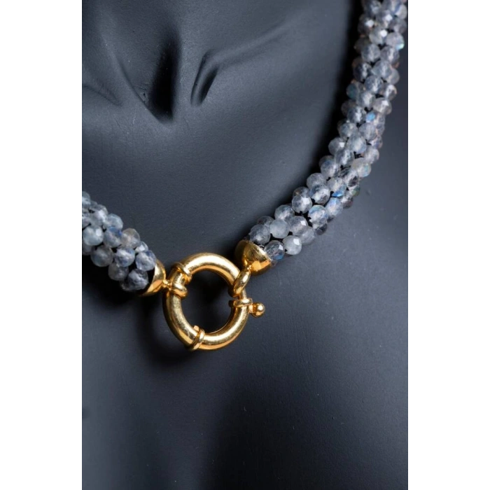 Sertifikalı El İşçiliği Örme Labradorit Kapama Kolye (SK:116)