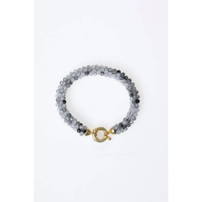 Sertifikalı El İşçiliği Örme Rutilli Kuvars Kapama Bileklik (SK:111)