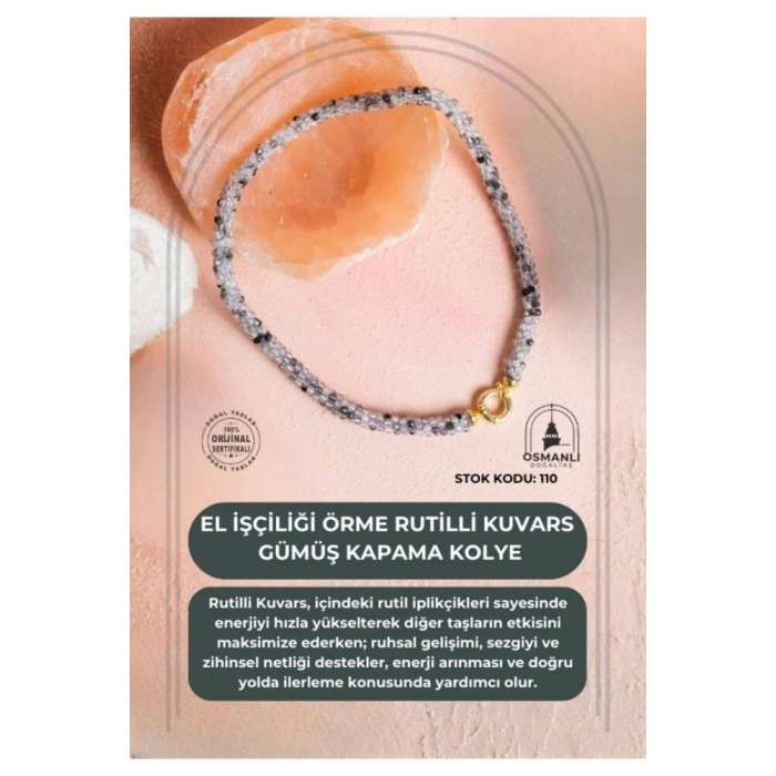 Sertifikalı El İşçiliği Örme Rutilli Kuvars Kapama Kolye (SK:110)