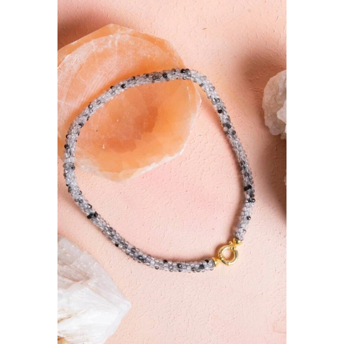 Sertifikalı El İşçiliği Örme Rutilli Kuvars Kapama Kolye (SK:110)