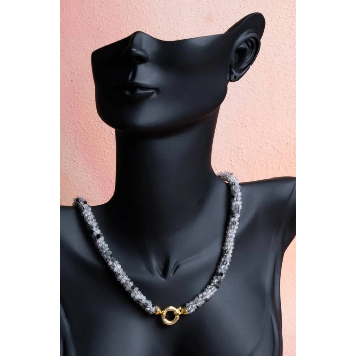 Sertifikalı El İşçiliği Örme Rutilli Kuvars Kapama Kolye (SK:110)