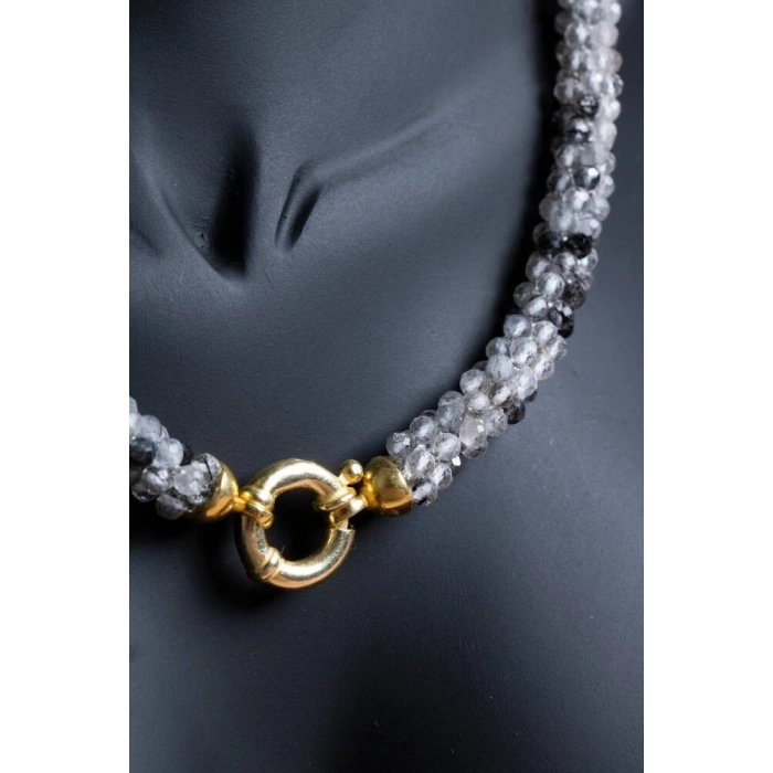 Sertifikalı El İşçiliği Örme Rutilli Kuvars Kapama Kolye (SK:110)