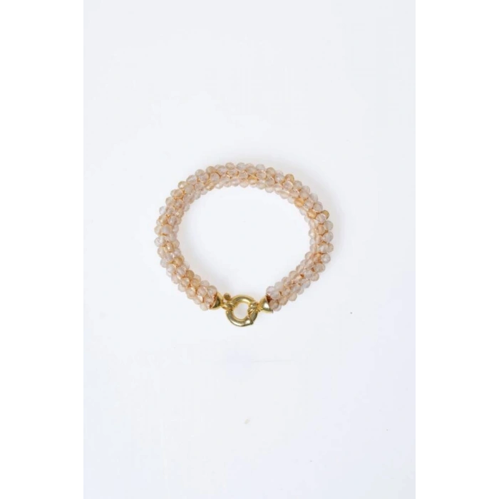 Sertifikalı El İşçiliği Örme Sitrin Gümüş Kapama Bileklik (SK:096)