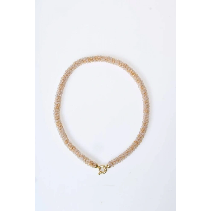 Sertifikalı El İşçiliği Örme Sitrin Gümüş Kapama Kolye (SK:095)