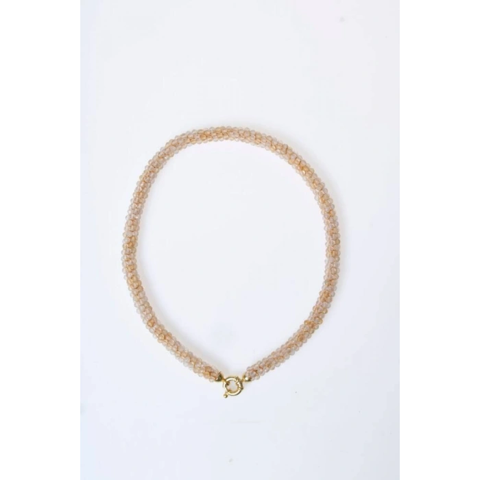 Sertifikalı El İşçiliği Örme Sitrin Gümüş Kapama Kolye (SK:095)