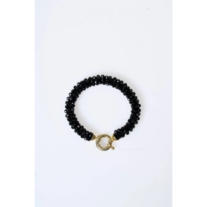 Sertifikalı El İşçiliği Örme Siyah Turmalin Kapama Bileklik (SK:114)